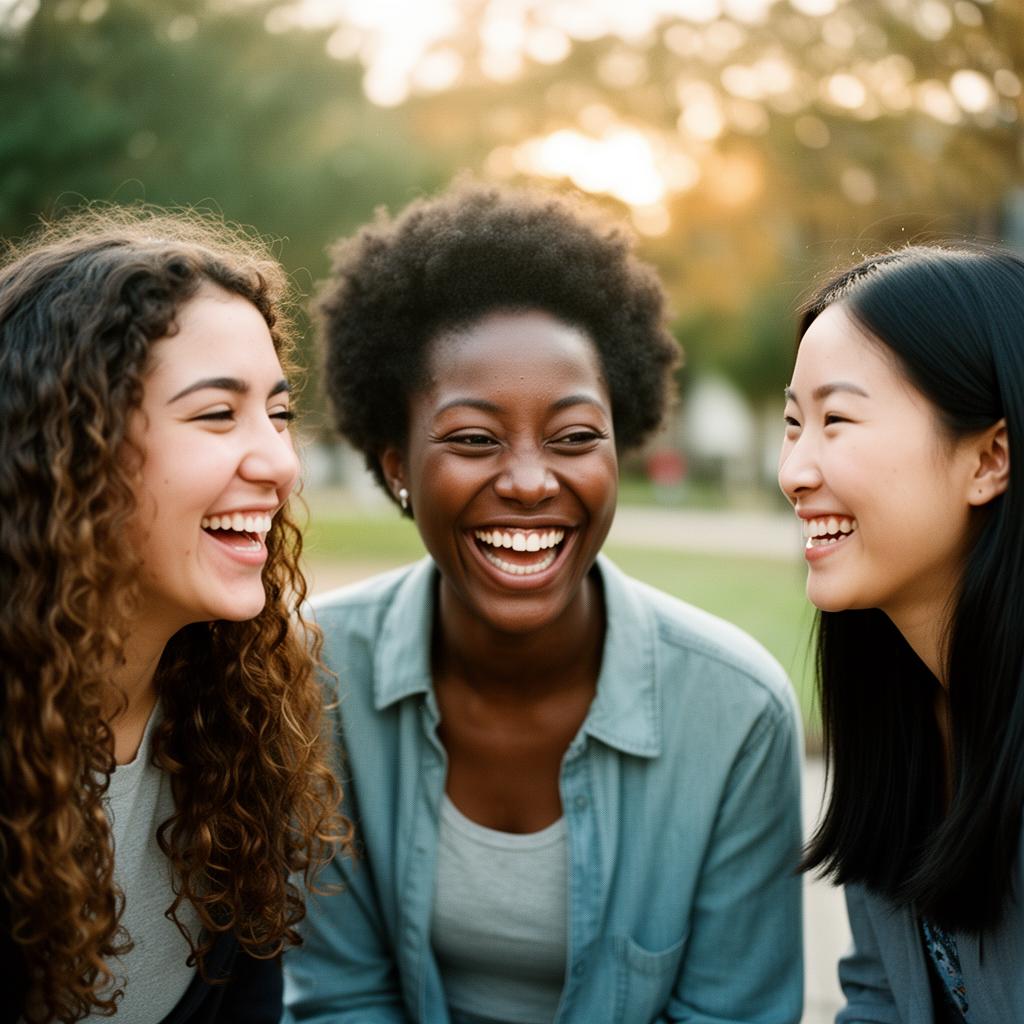 Three young girls smiling together at sunset, representing the Power In Her House sisterhood